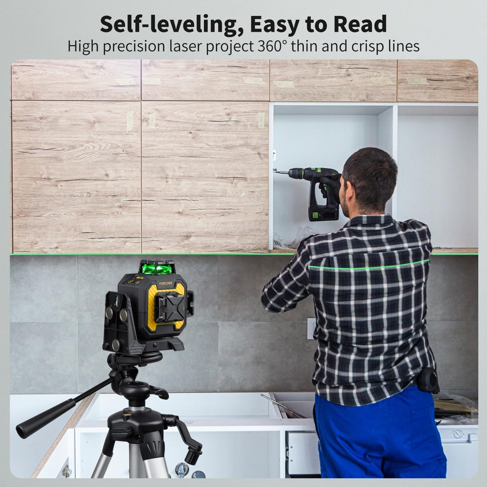 360° Self-Leveling Green Laser Level Kit with Receiver - High Precision