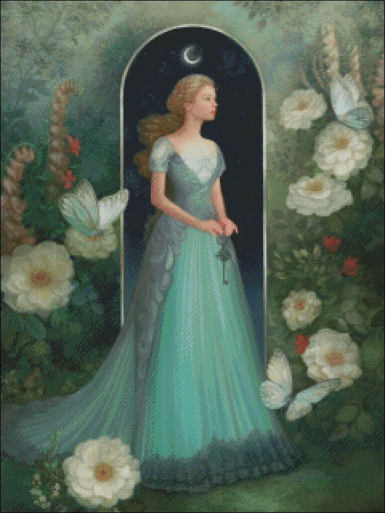 Charts Needlework DIY - Counted Cross Stitch Patterns - Guarding the Moon