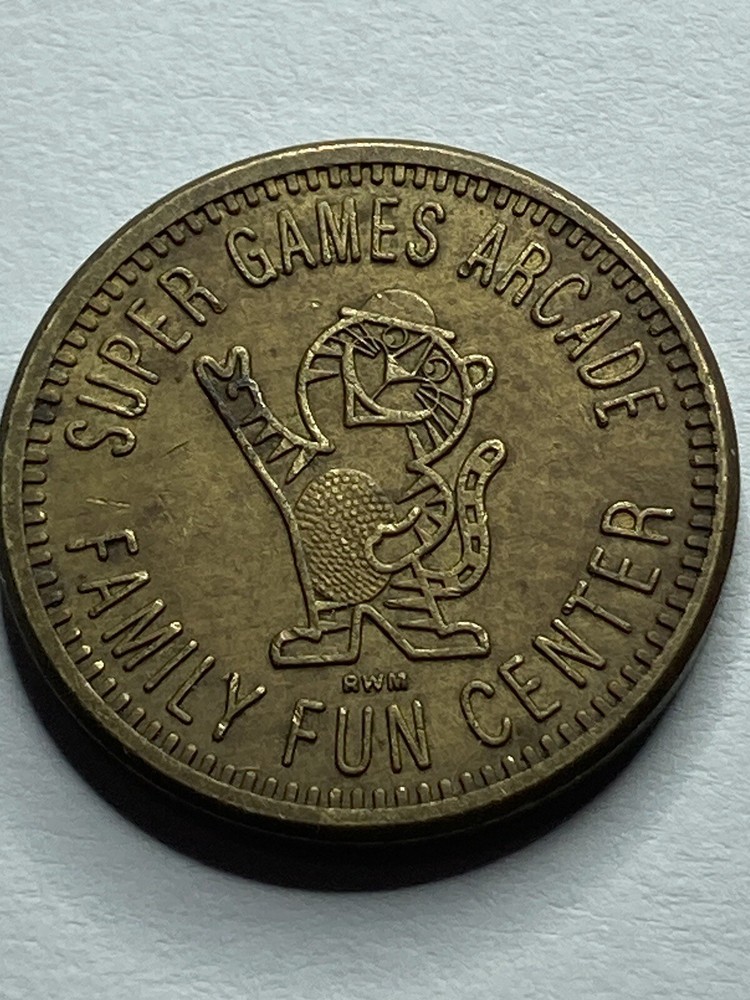 RARE SUPER GAMES ARCADE TOKEN DEFUNCT TIGER #rv1