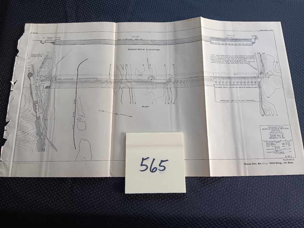 1915 Dam 2 US Army Corps Engineering Sketch Diagram