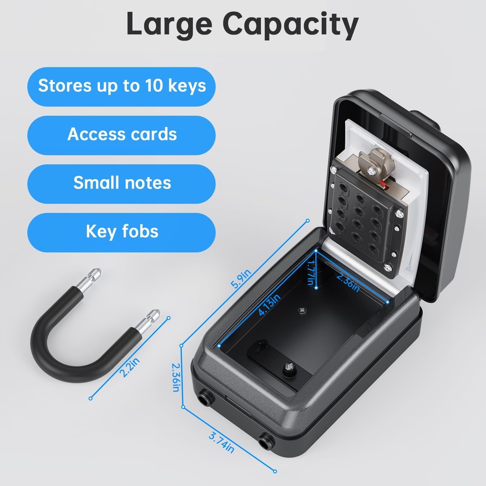 Key Lock Box,12 Digit Combination LockBox for Keys,Resttable Code,Large Capac...