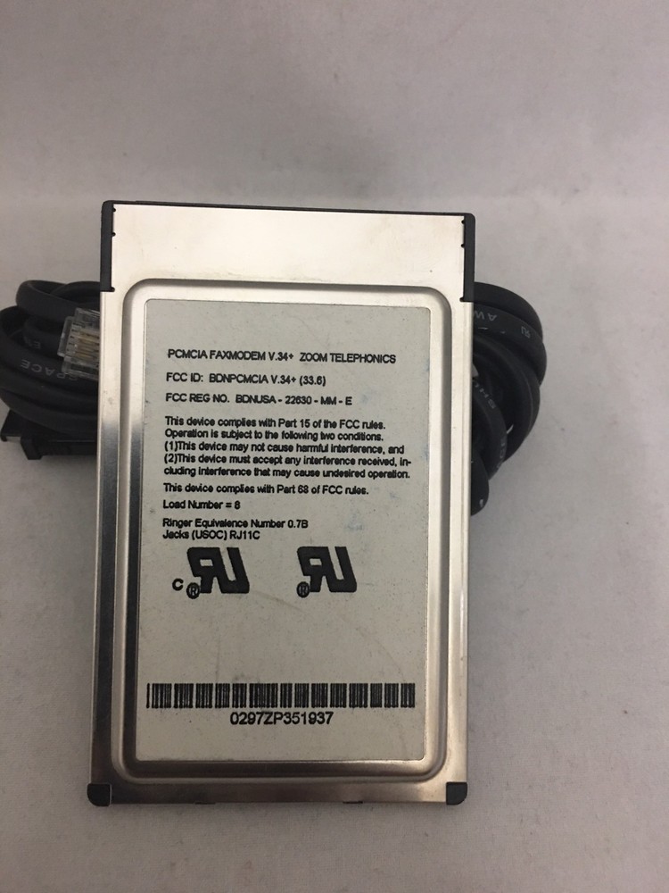 Zoom PC Card V.34 C PLUS Cellular Ready PC CARD W/Cable