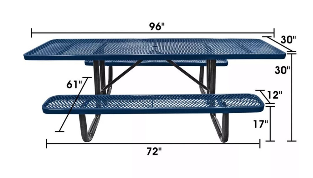 PICNIC TABLE Commercial - ADA Wheelchair Accessible - 8 Ft Rectangular