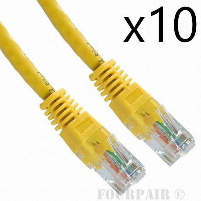 10 Pack Lot - 1ft CAT5e Ethernet Network LAN Router Patch Cable Cord Wire Yellow