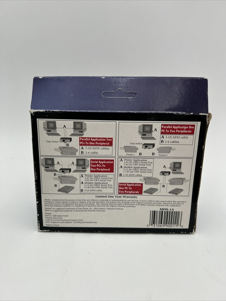 Interex MDS (MDS1A) External 2 Way Data Switch - New