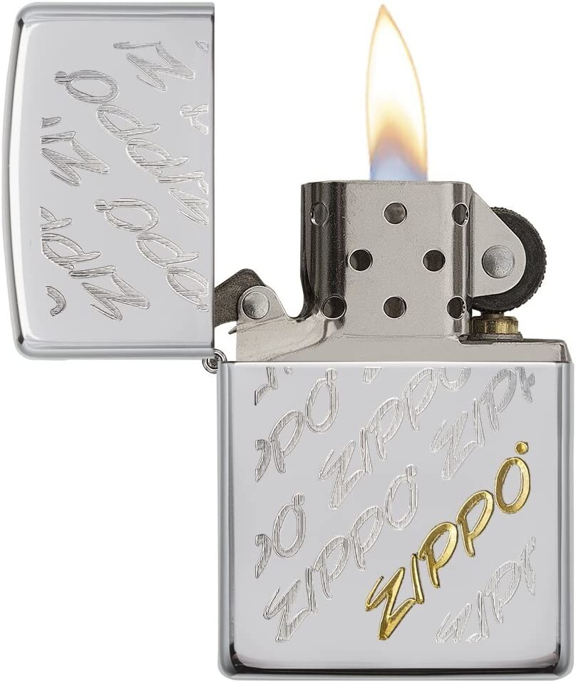 Zippo 28642 Script Brushed Chrome