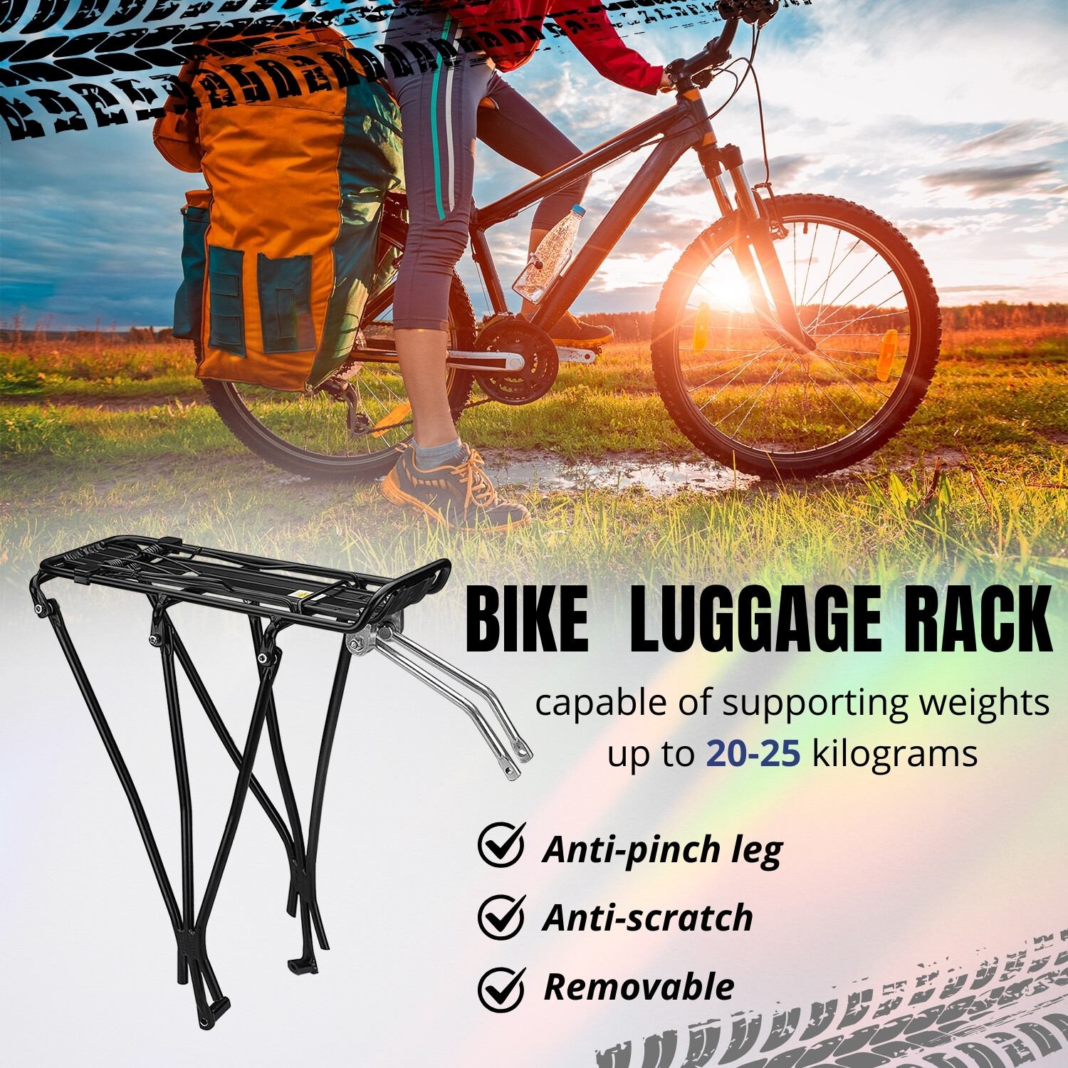Bike Rear Rack Mount - Bicycle Back Seat Carrier Rack Aluminum for Road MTB Bike