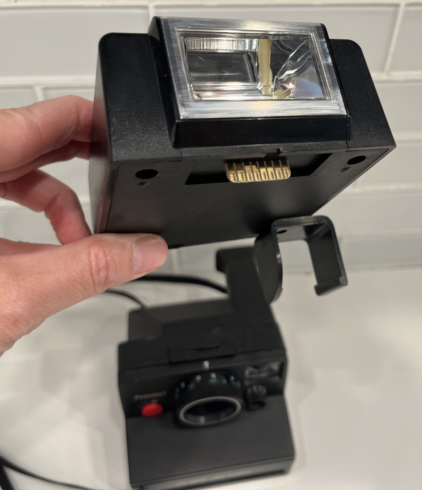 Vintage Polaroid Pronto Land Camera w/Strap + ITT MagicFlash - UNTESTED