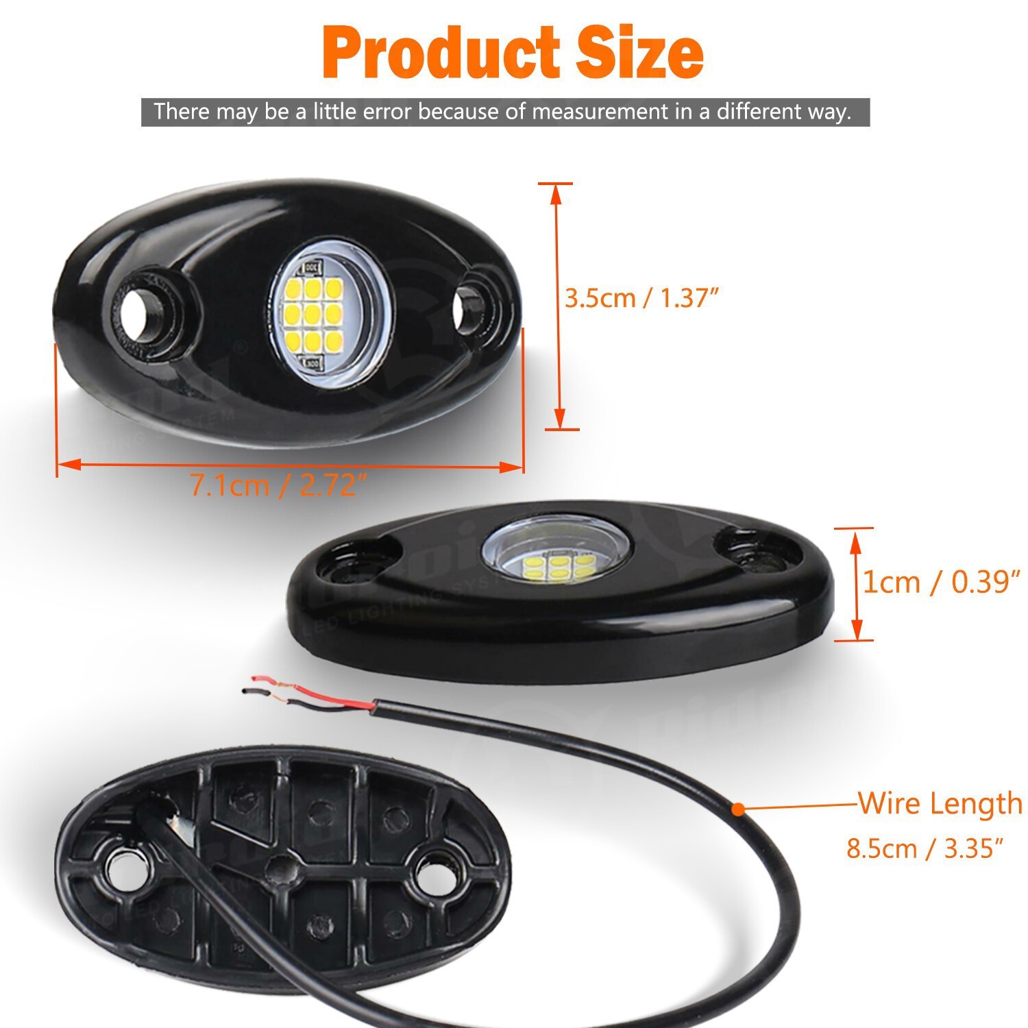 8X White LED Rock Lights Underbody Trail Rig Glow Lamp Offroad SUV Pickup Truck