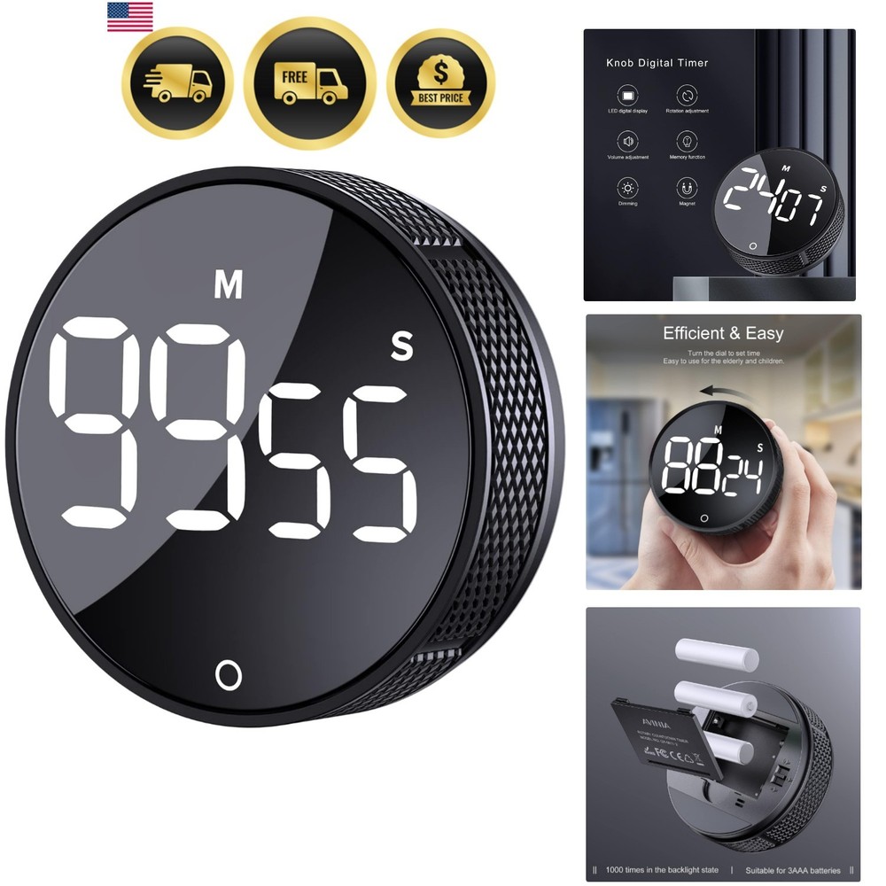 Digital Kitchen Timers, Visual timers Large LED Display Magnetic Countdown Co...