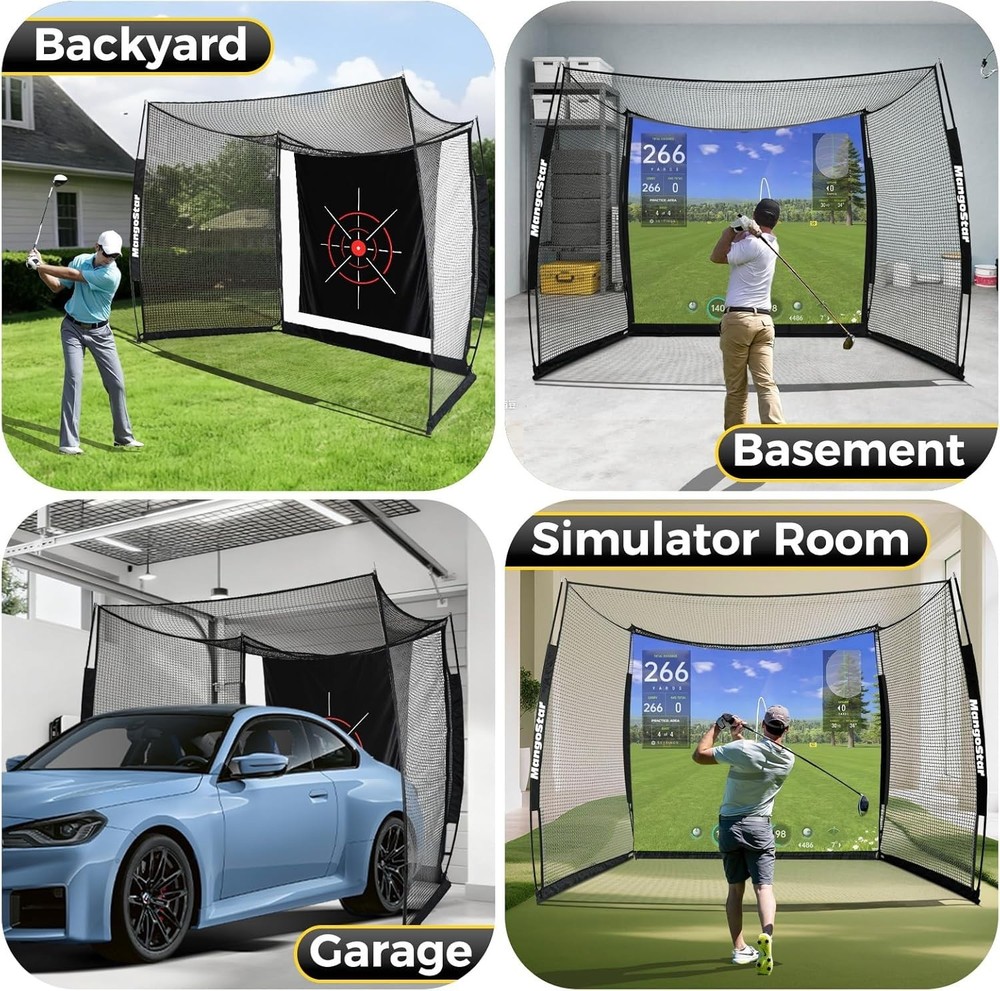 Golf Net, 11x8ft Golf Simulators Hitting Net with High-Density Impact Screen ...