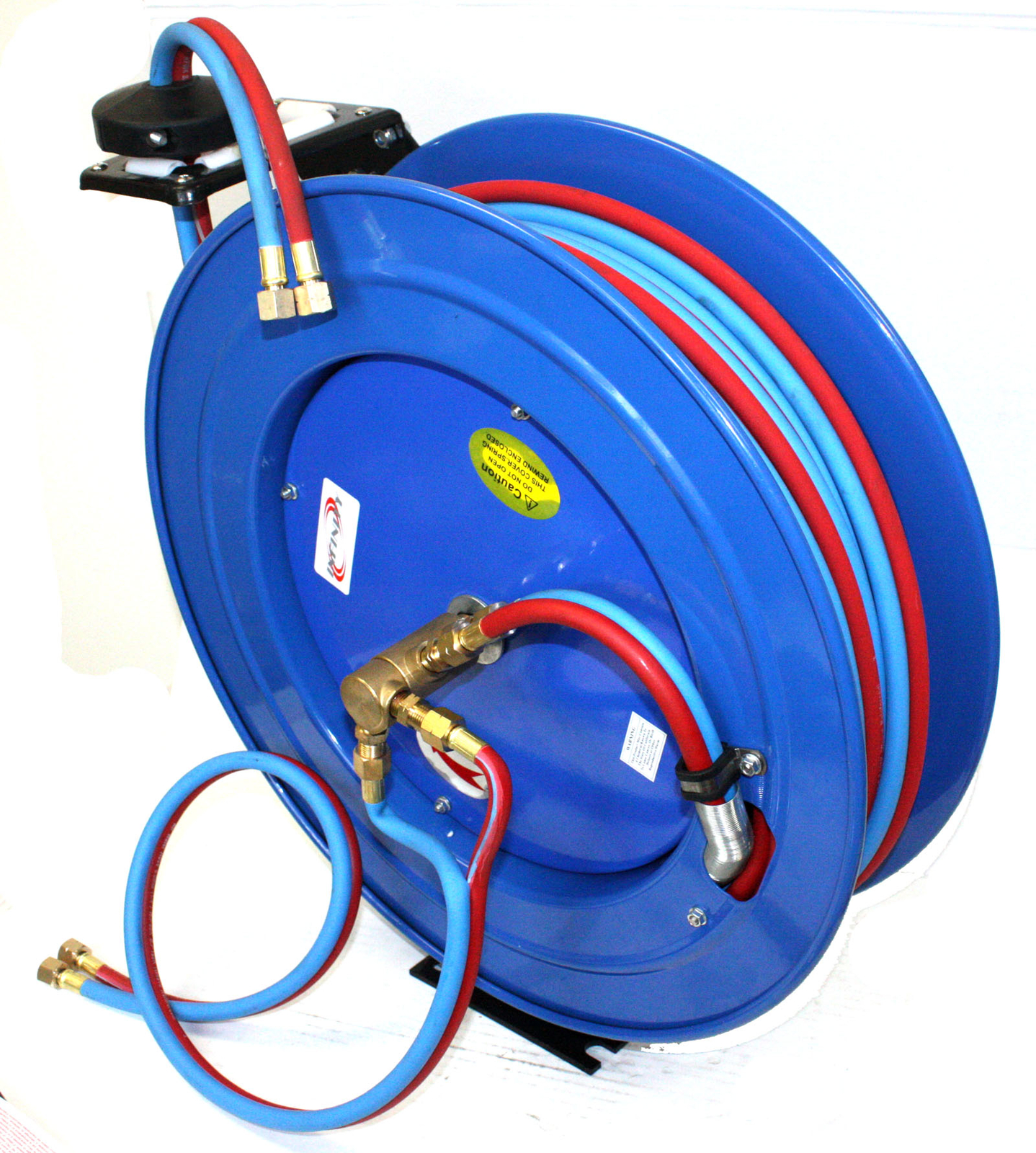 Spring-Rewind Retractable Twin Hose Reel for 50ft Oxygen Acetylene Welding Hoses