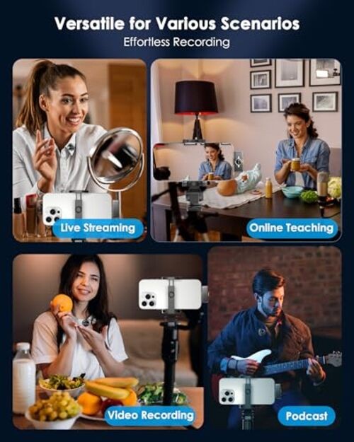 Wireless Lavalier Microphone for iPhone/Android, Lapel Mics with USB Lightning