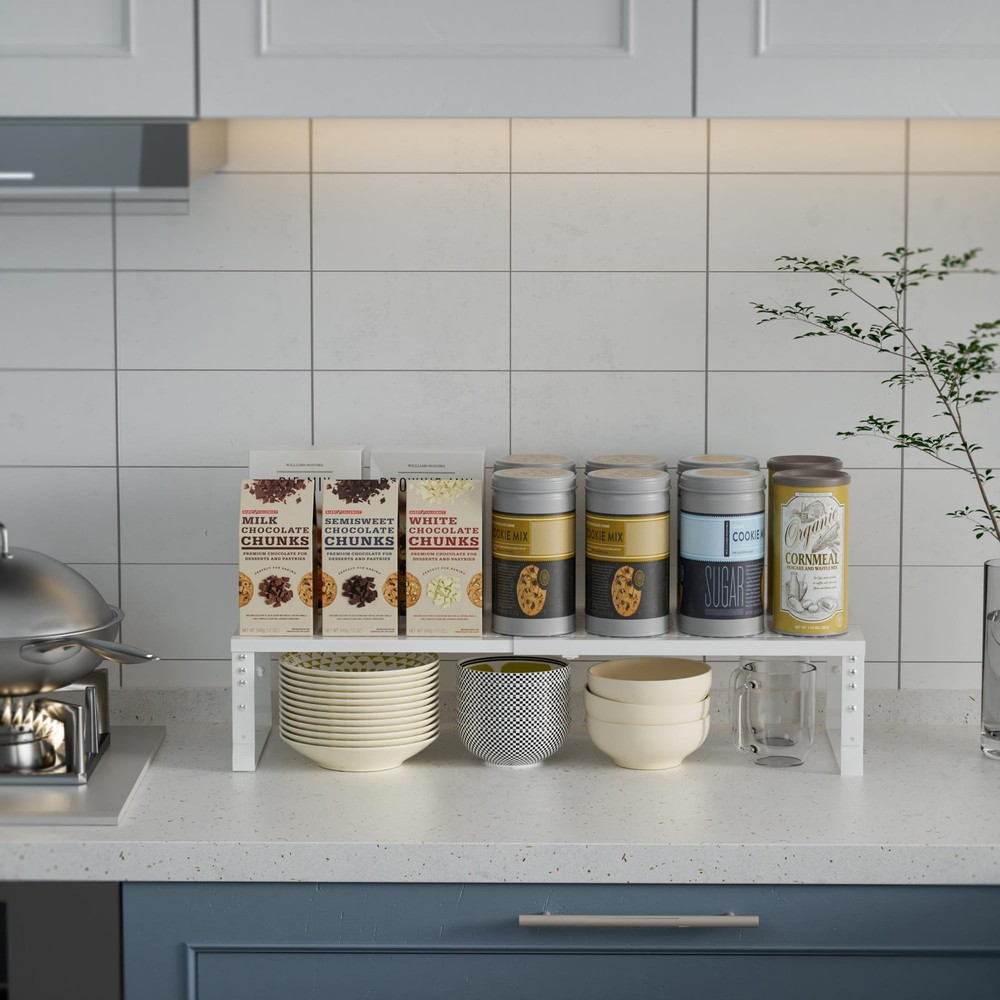Wobmmi Expandable Spice Rack Kitchen Cabinet Shelf Organizer Stackable Storage A