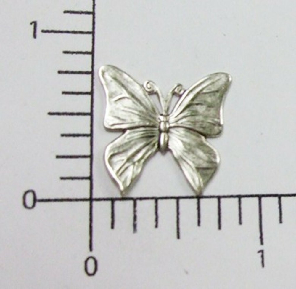 35284        2 Pc Matte Silver Oxidized Victorian Flat Butterfly Jewelry Finding