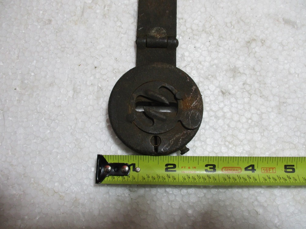 Unique Antique Primitive Iron Barn Door Trunk Hinged Prouty Lock ???