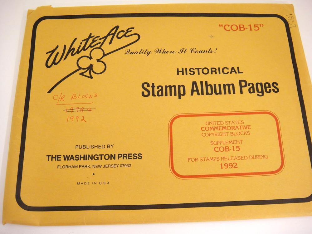 White Ace 1992 Commemorative Copyright Blocks Supplement COB-15 NOS