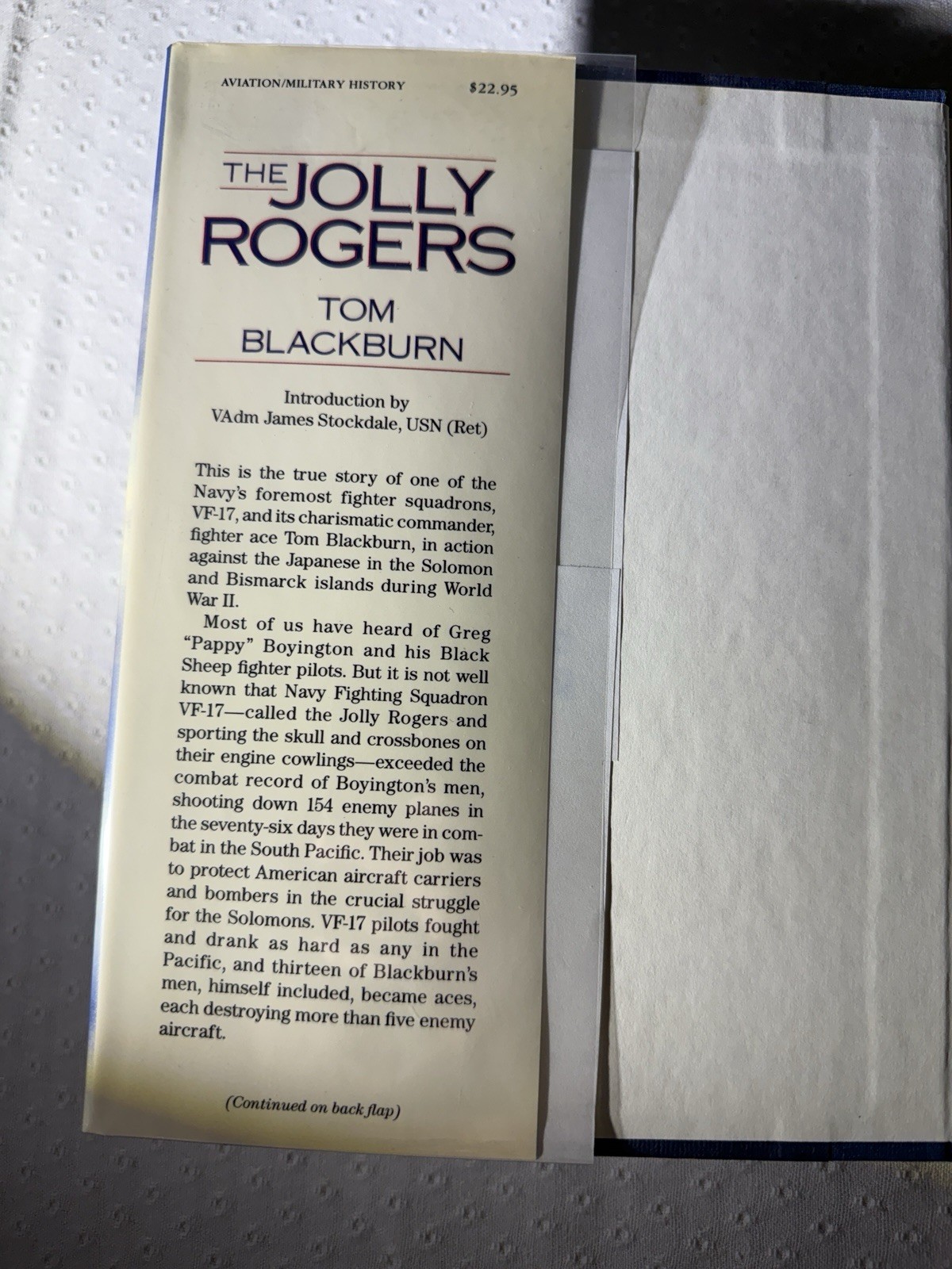 WW2 Signed Book Tom Blackburn Jolly Rogers 1st Edition 1989 Navy Squad VF-17