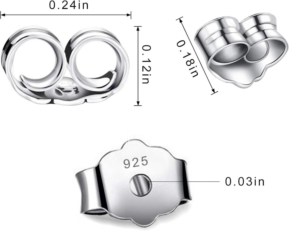 30Pcs/15 Pairs 925 Sterling Silver Earring Backs Replacement Secure Ear Locking