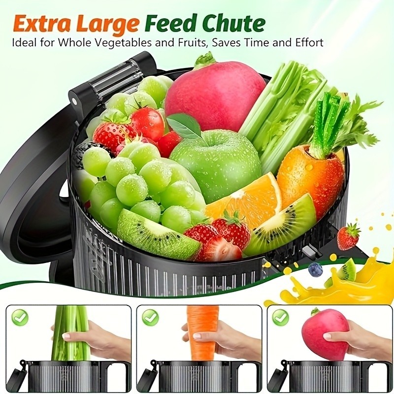 Cold Press Masticating Juicer 350W Slow Juicer Wide Feed Chute High Juice Yield