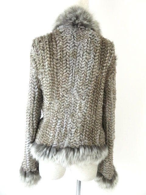 Fox Fur & Rabbit Fur Side Zip Jacket Gray M Used