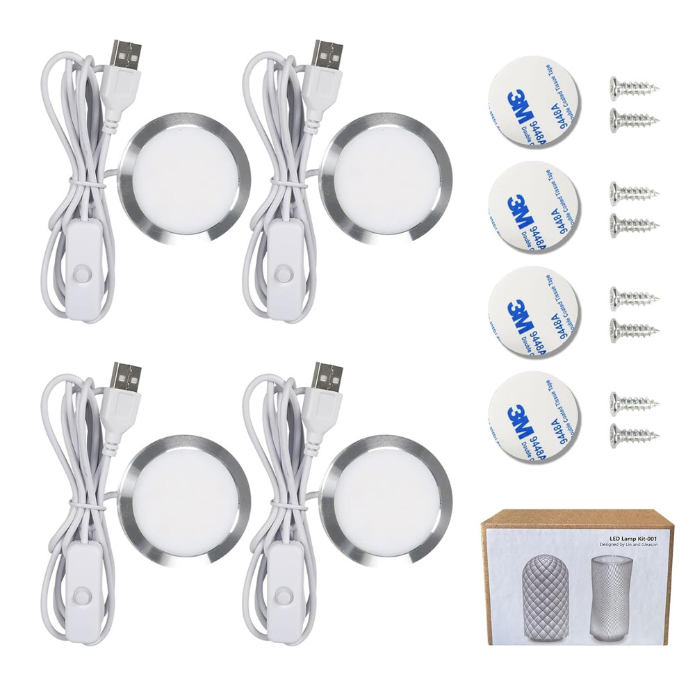 4-Pack DIY LED Lamp Kit for Bambu Lab and Makerworld 3D Printers
