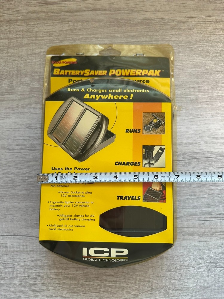 ICP Solar Powered Battery Saver Powerpak Portable Power Source NOS