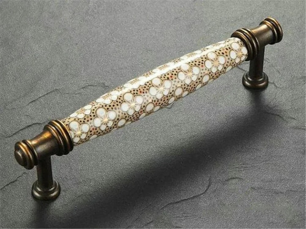 3.78'' 5'' Antique Bronze Classic floral print Ceramic Drawer Knobs Cabinet pull