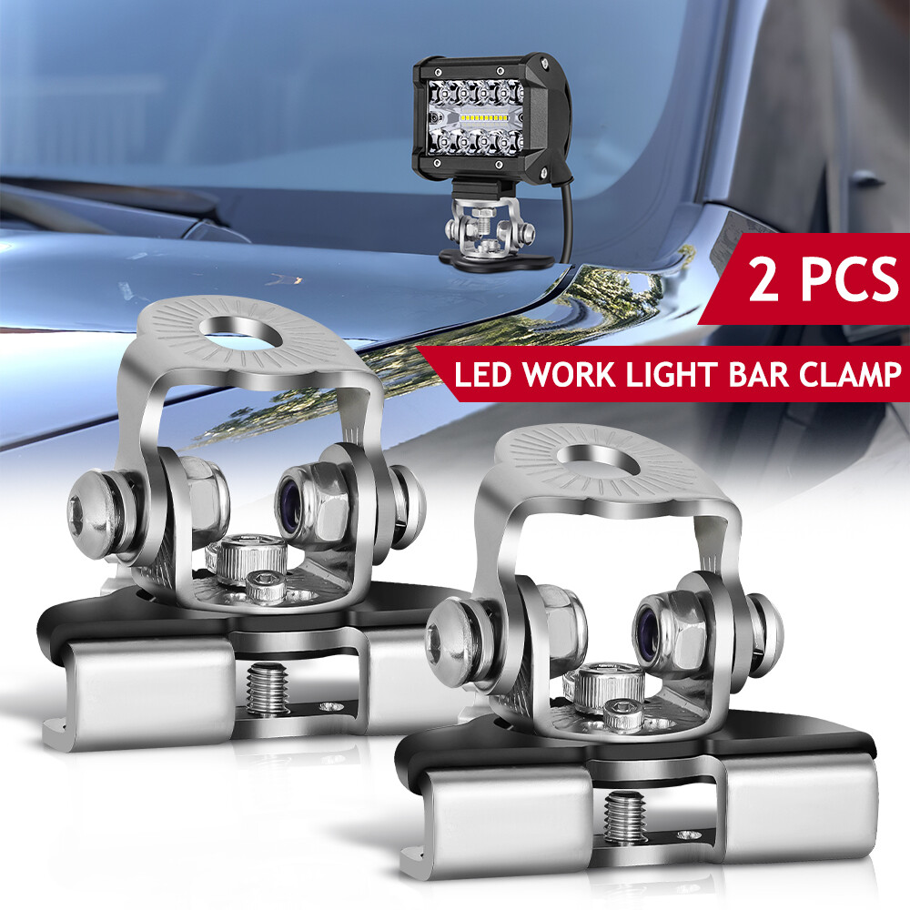 2x Universal A Pillar Hood Mount Bracket Clamp Holder LED Ditch Light Bar Pods