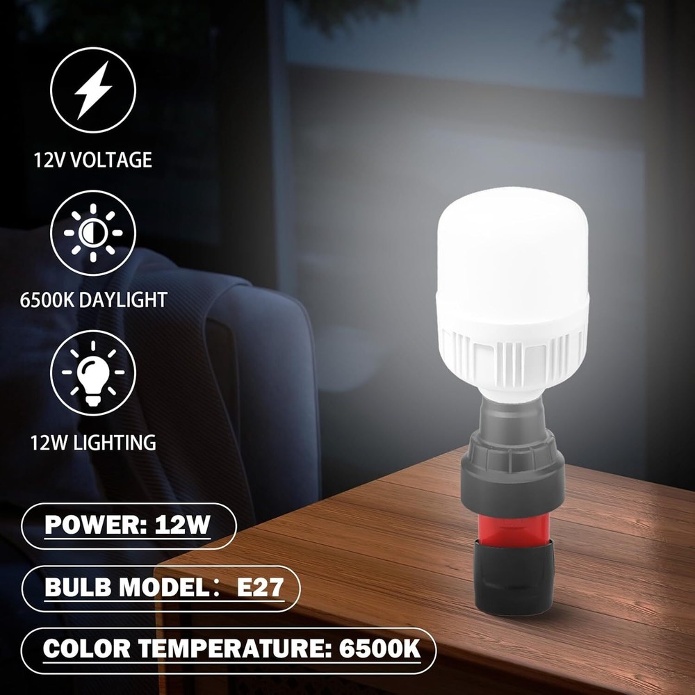 LED Work Light For Milwaukee 12V Battery E27 Light Led Bulb Protable Flashlight