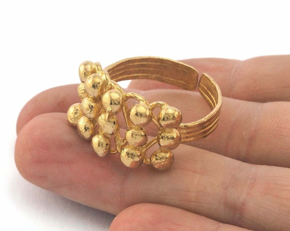 Bubbles Adjustable Ring Raw brass (23mm 14US inner size - Adjustable ) 3692