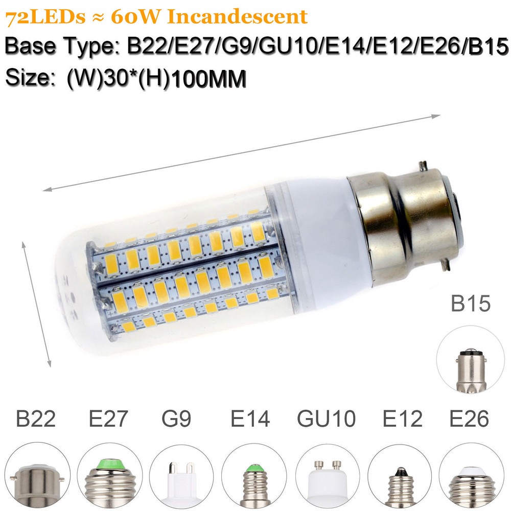 Led Corn Light Bulb Mogul Base E27 E12 E14 B22 E26 G9 5730 SMD Save Energy Lamp