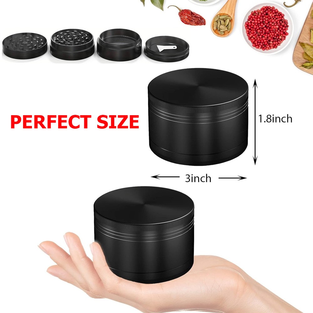 Tobacco Herb Grinder 3 inch 4 Layer Spice Herbal Metal Smoke Crusher Scraper