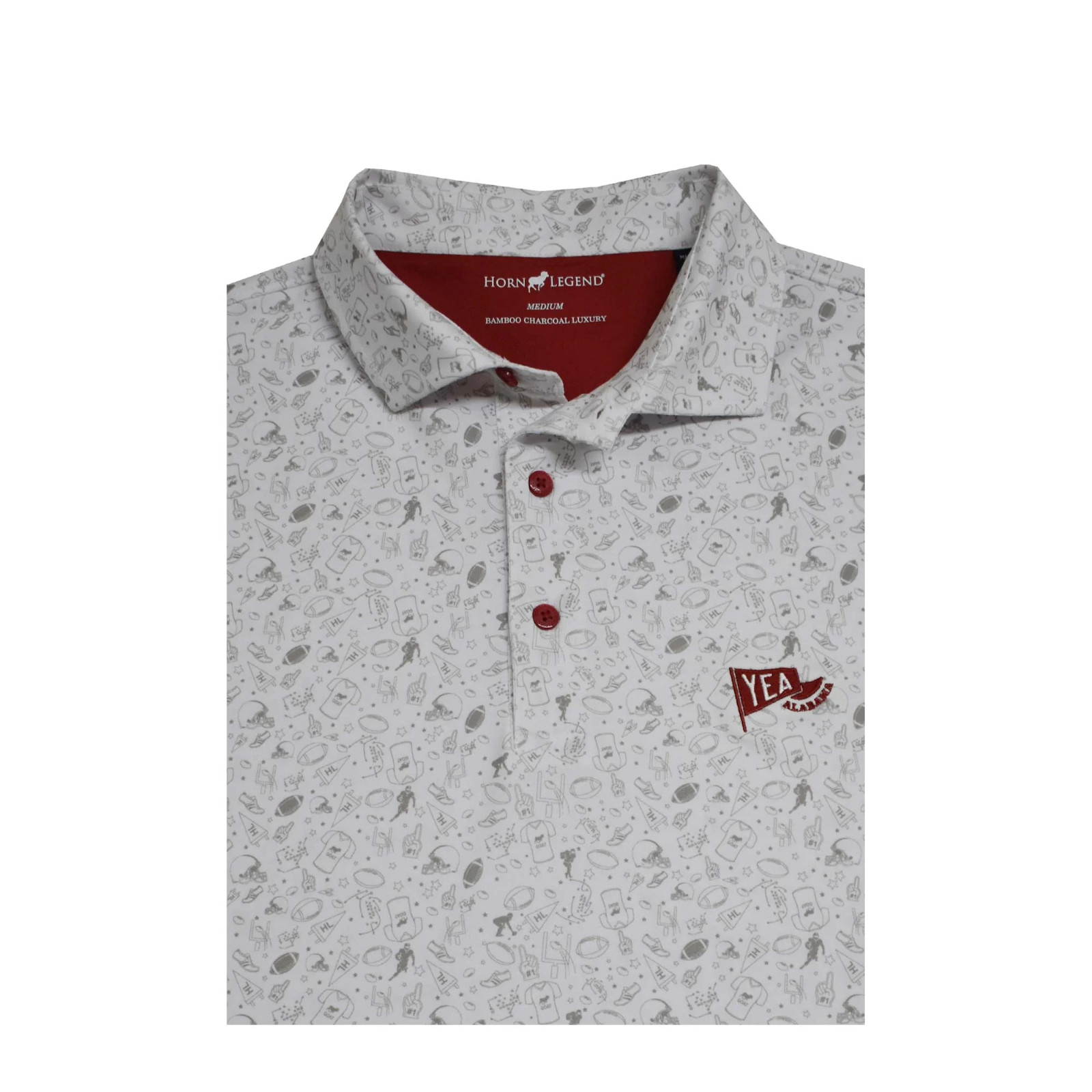 Horn Legend Yea Alabama Crimson Tide Gridiron White Polo 3XL NEW 273