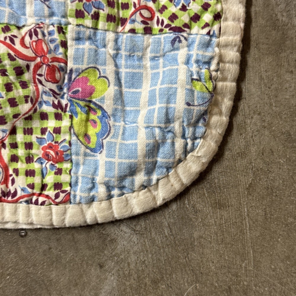 Handmade 9-Square Patchwork Quilt 72" x 52" Vintage