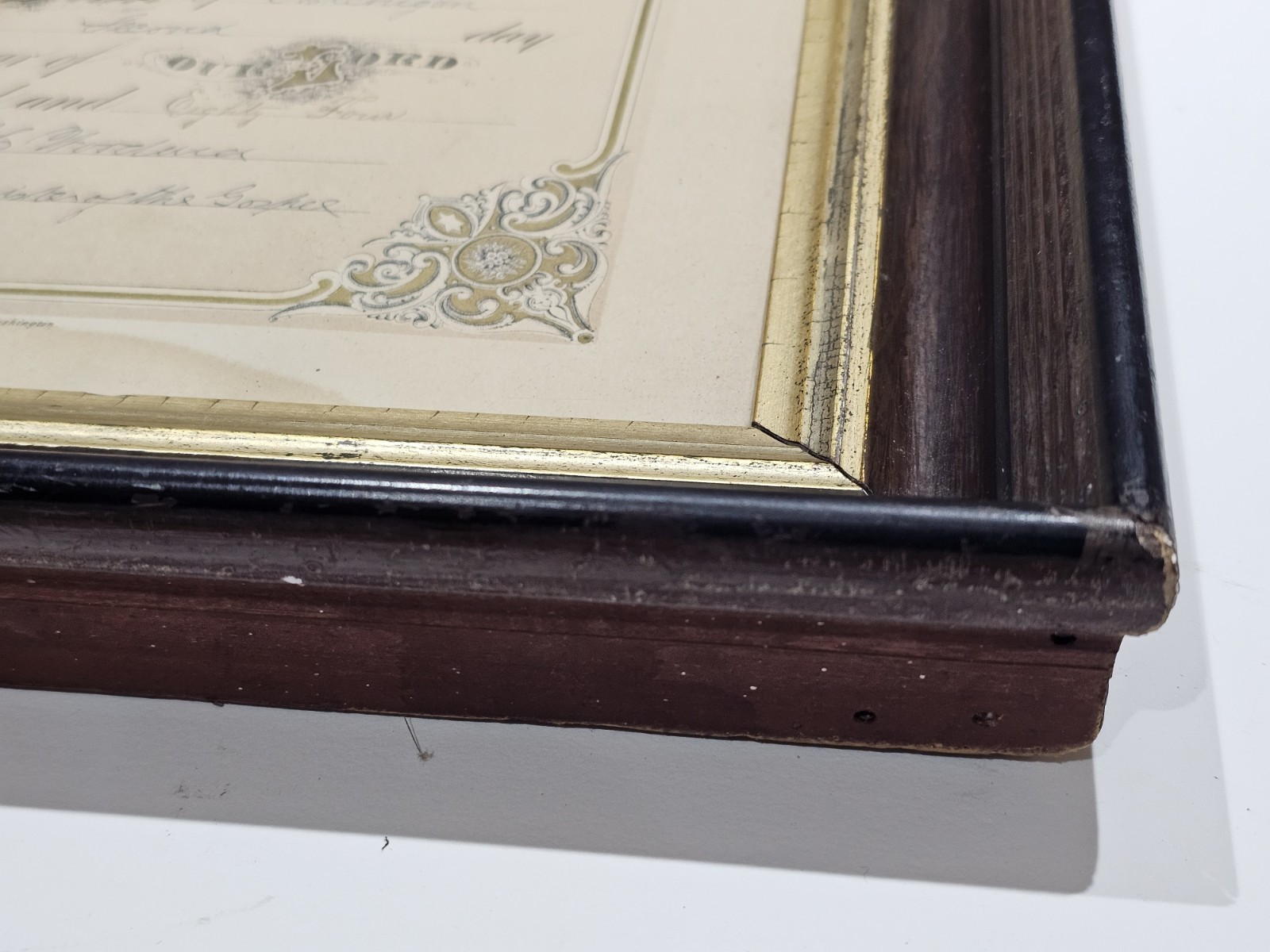 Antique C.1884 Michigan Large Size Marriage Certificate Framed. 14 X 19 Opening