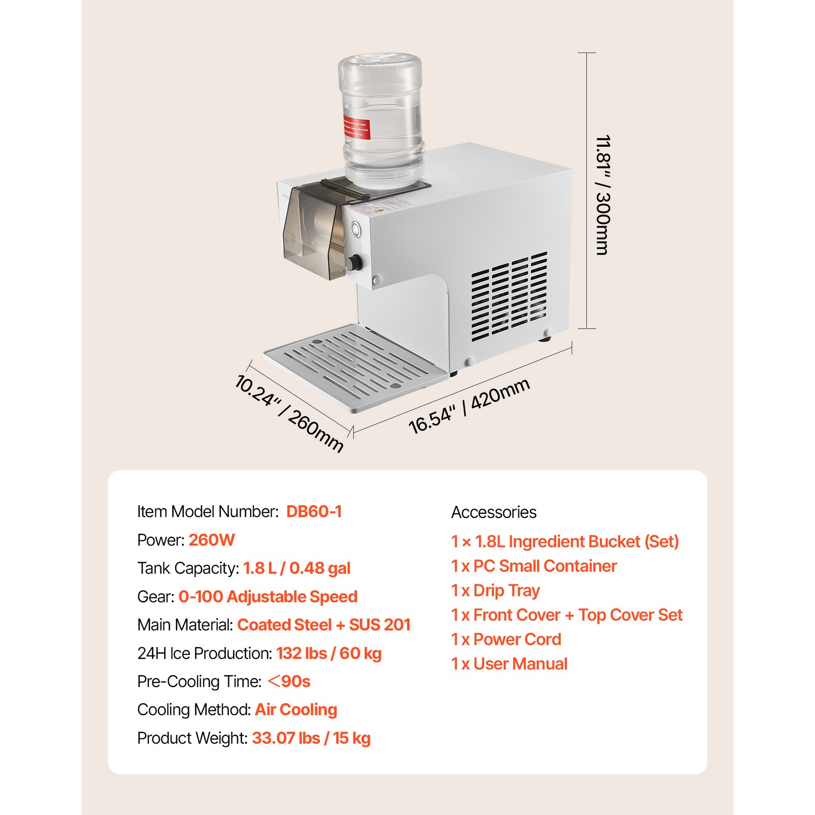 Uimoso Snowflake Ice Maker 132LBS/24H Ice Shaving Machine for Home Party Use