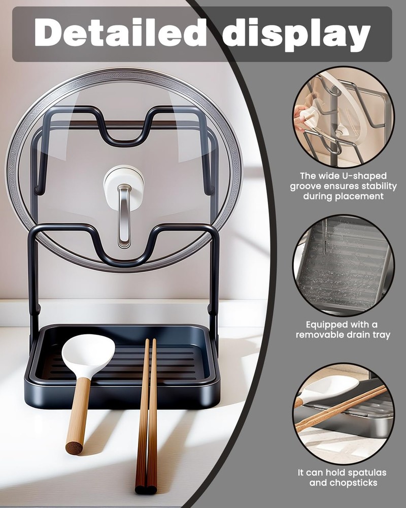 Pot Lid Organizer Holder Kitchen Storage Rack While Cooking Inside Cabinet Pa...
