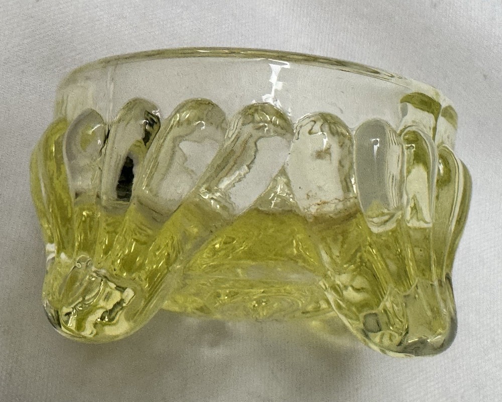 Vaseline Glass Open Salt Cellar Glows