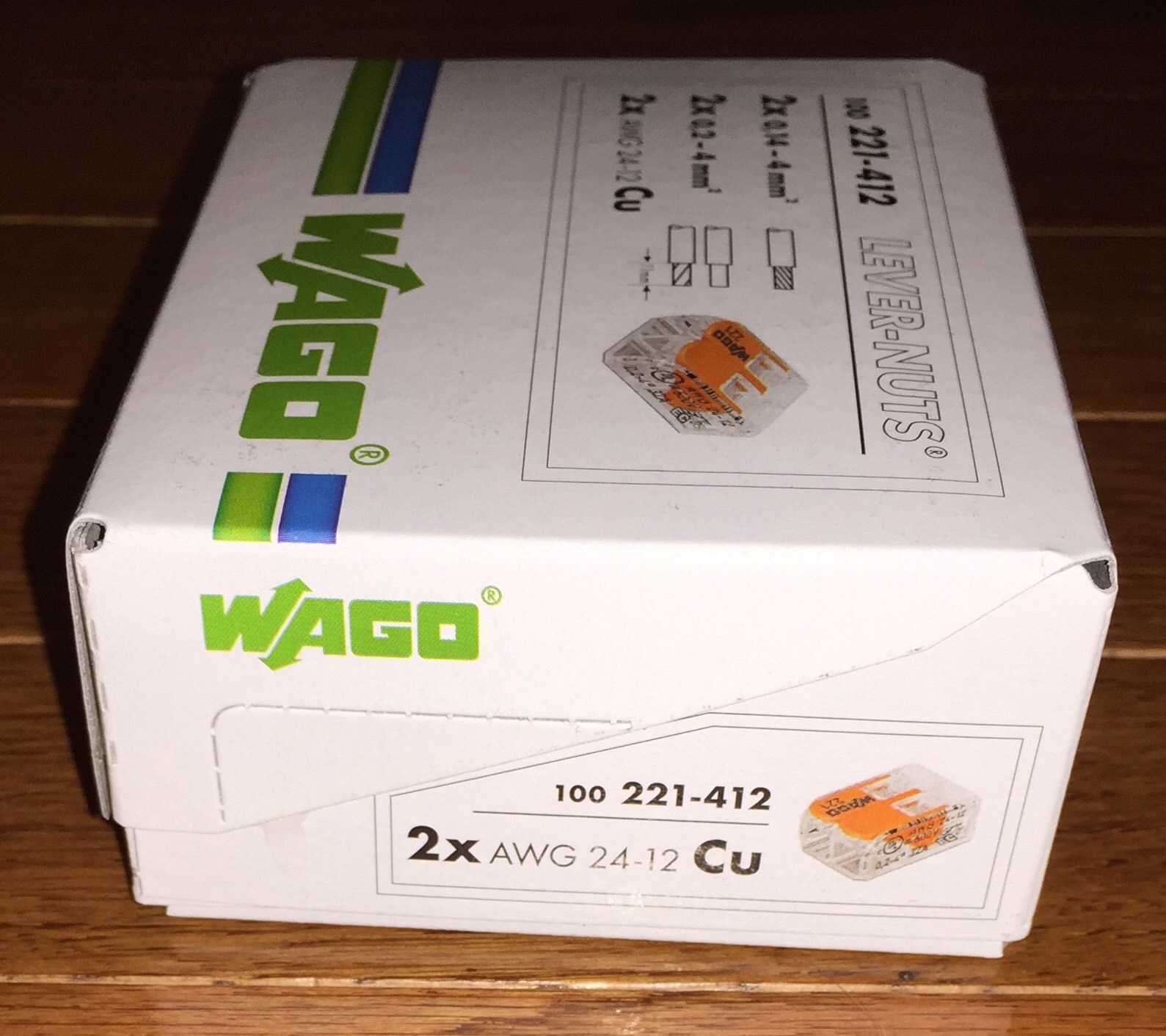 50 pcs WAGO 221-412 COMPACT Splicing Connectors 2 pole Lever Nuts FREE SHIPPING