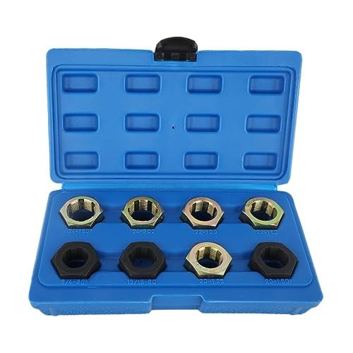 8pcs Axle Spindle Rethreading Tool Set, Thread Chaser Set, Thread Repair Tool
