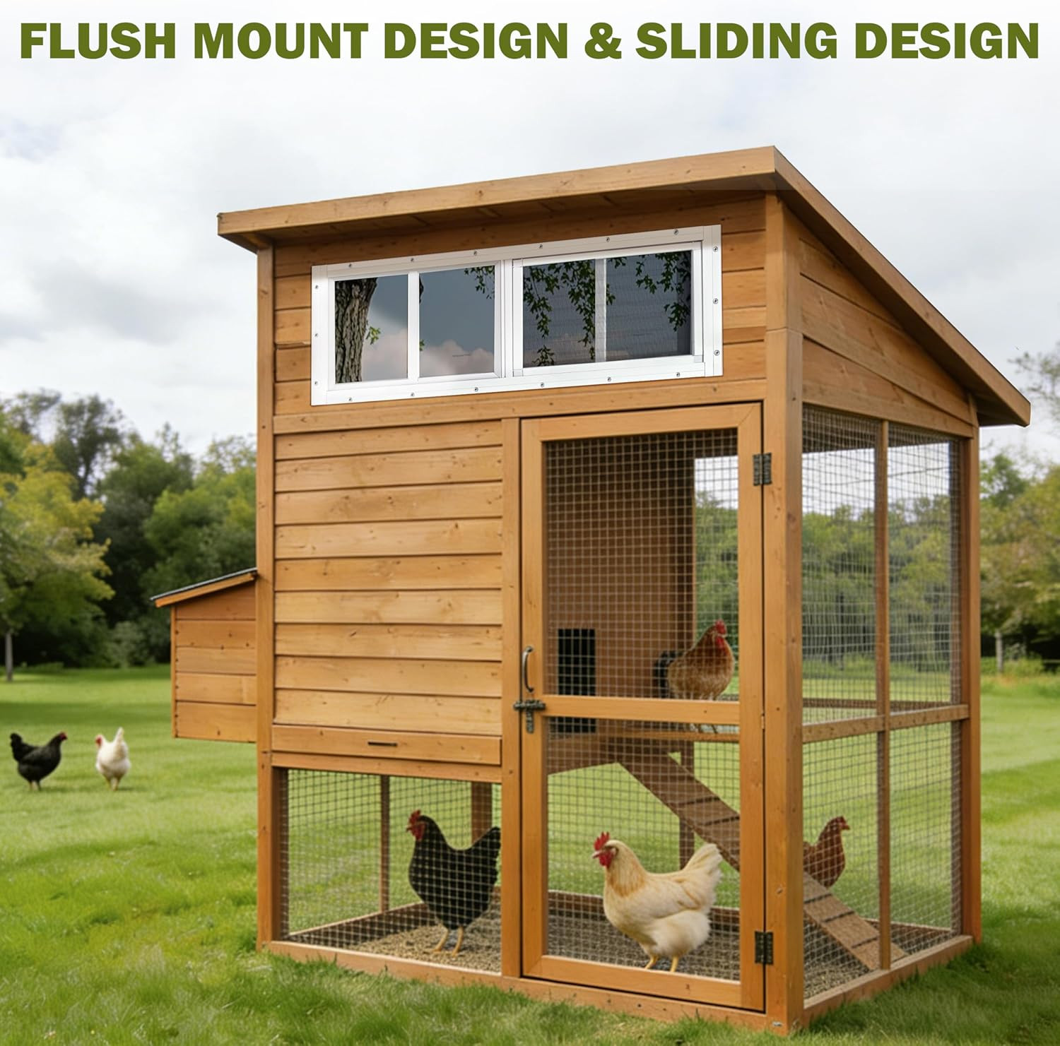 2 Pack Shed Windows, 10"X 18" White Sliding Window Suitable for Chicken Coop, Sh