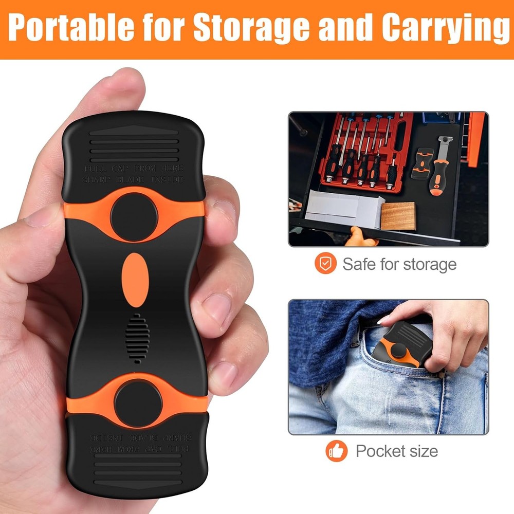 4 Pack Razor Blade Scraper, Premium Cleaning Scraper Tool with 50 PCS Metal & Pl
