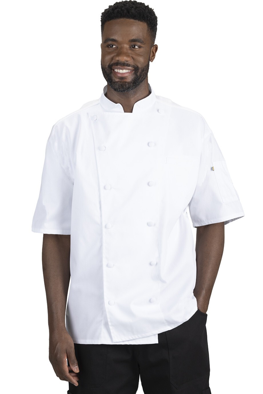 Edwards Garments 3331 Unisex 12 Button Classic Short Sleeve With Mesh Chef Coat