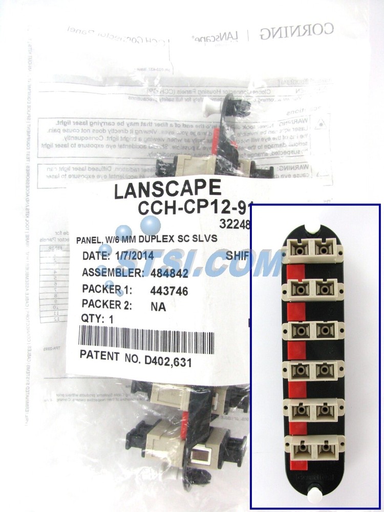 Corning CCH-CP12-91 Patch Panel, 6 SC Duplex OM1 Multimode 62.5 Adapters ~STSI