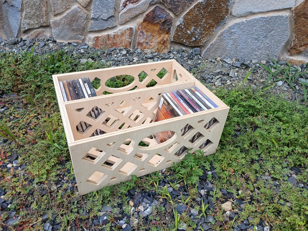 Wood CD Storage Crate - 2 row