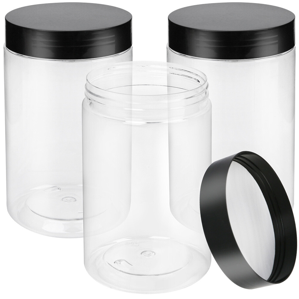 6 PACK 27oz Clear Plastic Jars with Screw On Lids Empty Food Storage Containers