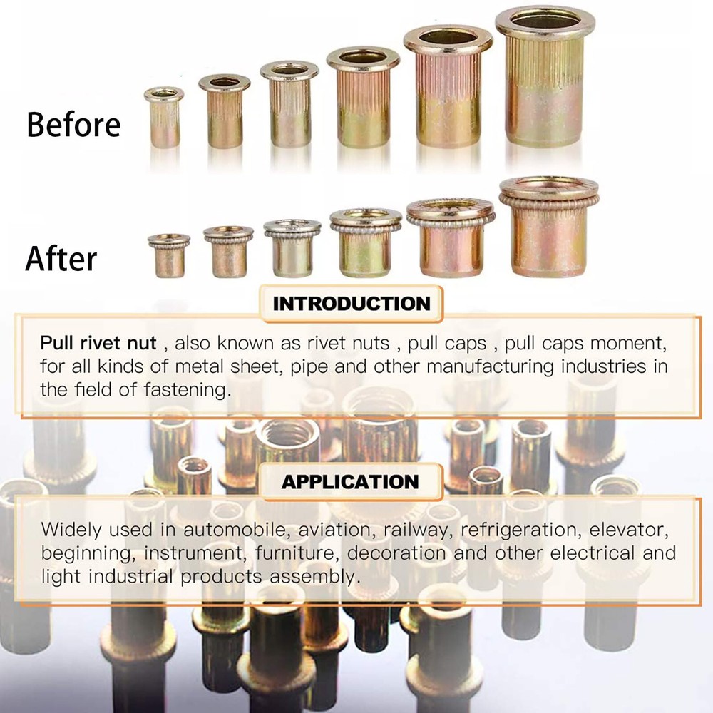 320PCs SAE Rivet Nut Kit For Rivnut Tool Nut Setter Thread Setting Nutsert Gun