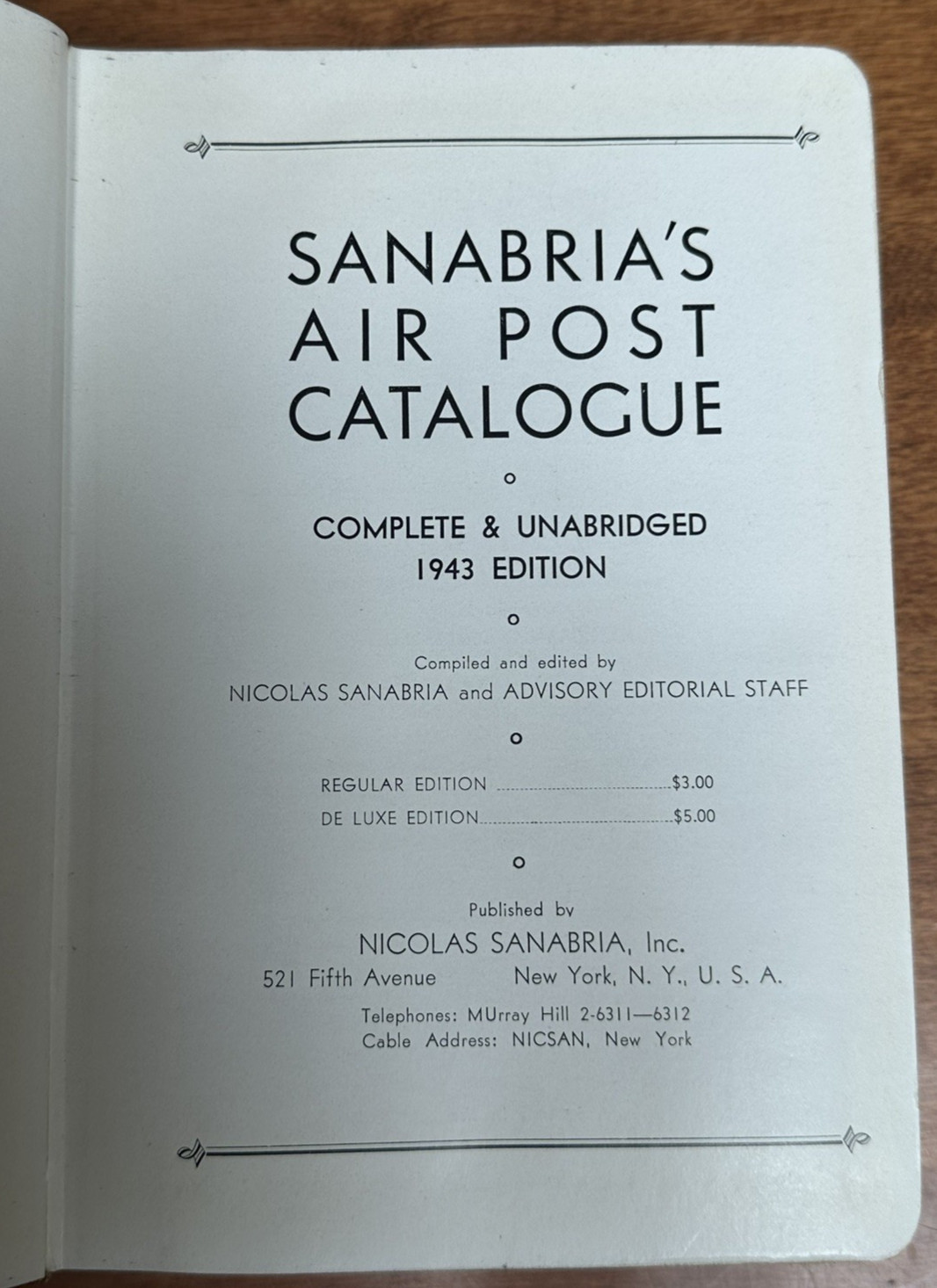 Sanabria's 1943 Standard Catalog of Air Post Stamps, unabridged