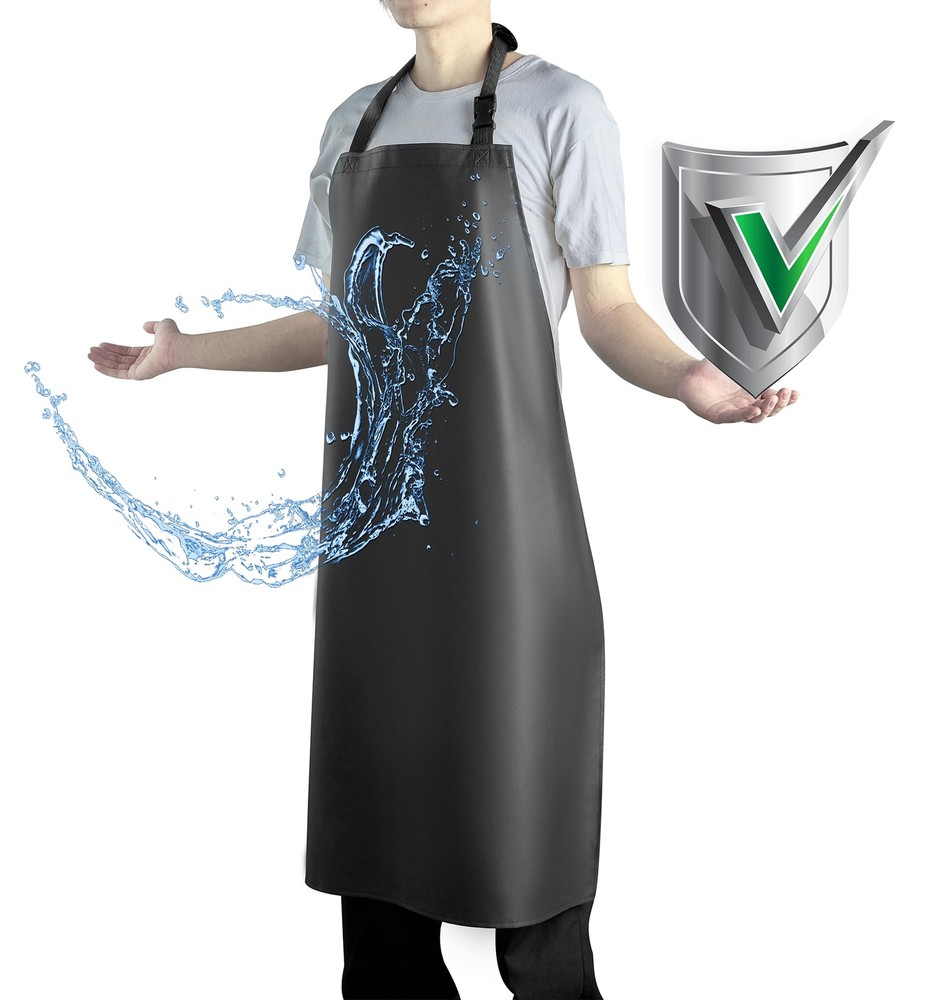 Waterproof Apron with Comfortable Adjustable Bib Rubber Vinyl Dishwasher Apron